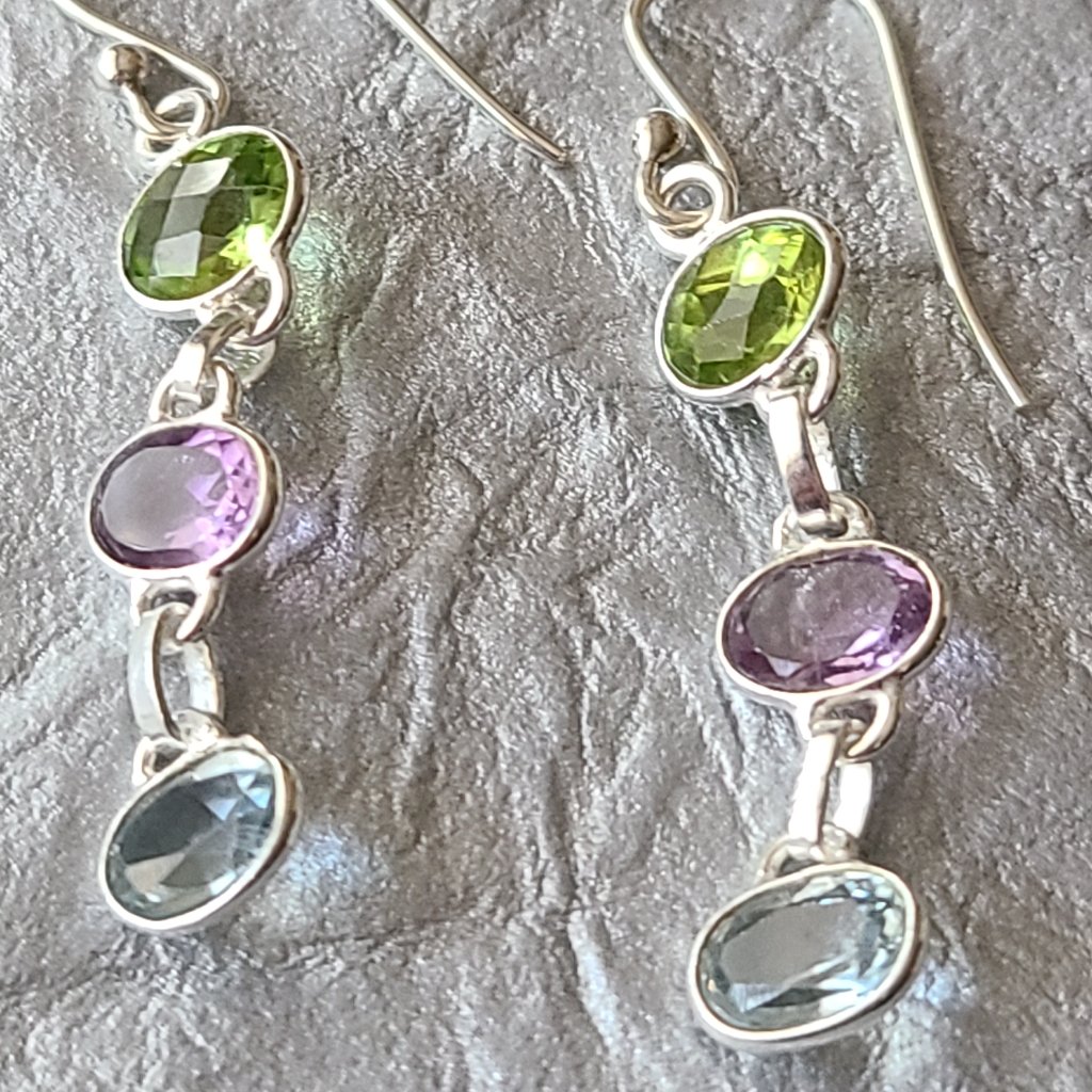 Gemstone Dangle Earrings Sterling Silver-Gemstone Healing Stone Earrings 38$